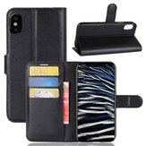 Litchi Texture Card Slot Bracket Flip Leather Case For iPhone X