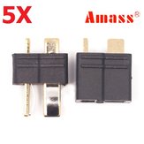 5 Paar Amass AM-1015B Anti-Slip Zwarte T-Plug Connector Mannelijk & Vrouwelijk