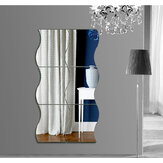 Honana DX-Y1 6Pcs Cute Silver DIY Waves Miroir Stickers muraux Home Wall Bedroom Office Decor