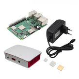 4 en 1 Raspberry Pi 3 Modèle B+ (Plus) + ABS Boîtier + 5V 3A EU Adaptateur secteur + Kit dissipateur de chaleur