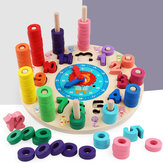 Holzklötze Puzzle Board Set Holzspielzeug 12 Zahlen Uhr Spielzeug für Kinder im Vorschulalter Lernen Lernspielzeug für Anzahl Zählen Farben Stapeln