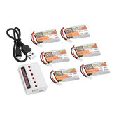 6PCS ZOP POWER 3.7V 600mAh 30C 1S Lipo Battery White Plug With Charger