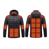 TENGOO HJ-15 Beheizte Jacke 15 Heizzonen USB-Ladung Thermische warme Jacke Beheizte Kapuzenjacke für Motorrad Herren Outdoor-Sportbekleidung