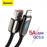 Baseus 40W 5A USB Type-C Data Cable Voltage LED Digital Display Data Transmission Cord Line For Samsung Galaxy Note 20 S20 Huawei P40 Mi10 Pro