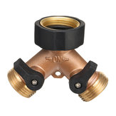 Brass 2 Way Garden Tap Splitter Adapter With 3/4 Inch BSP Threaded Outlets Y-Type Ball Valve