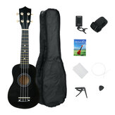 Kit de ukelele de 21 polegadas em madeira de álamo, cordas de nylon, guitarra acústica baixo, instrumento de cordas musical para iniciantes