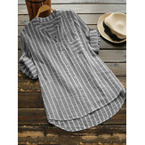 Damska bluzka w paski z dekoltem w szpic 3/4 z rękawami i nieregularnymi rękawami