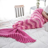 95x195СМ пеленка хвост русалки вязания с волнами полосы теплая супермягкая спальная мешок кровать