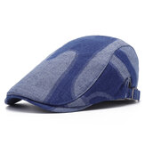 Unisex Denim Short Brim Distressed Blue Sunshade Peaked Cap Beret Hat