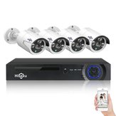 Hiseeu 4CH 4MP POE Security Cámara Kit de sistema H.265 IP Cámara al aire libre Impermeable Inicio Videovigilancia CCTV NVR Conjunto