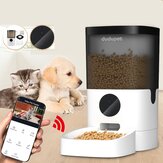 DUDUPET Alimentador Automático para Animais de Estimação com Capacidade de 6L, Gravador de Voz Inteligente, Controle de APP, Temporizador, Dispensador de Comida para Gatos e Cães, Versão de Vídeo/WiFi com Tomada UE