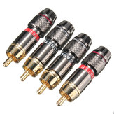 2 Paare vergoldeter RCA-Klemmleistenanschluss RCA-Männlicher Stecker für Lautsprecherkabel Verstärker