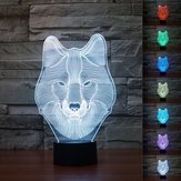 Lâmpada de mesa de toque animal 3D lobo, luz noturna de LED com 7 cores que mudam de cor, decoração de casa
