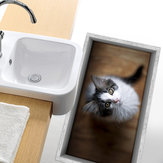 PAG 3D antiderrapante à prova d'água Little Cat Padrão Banheiro Adesivo de piso lavável decoração de banheiro