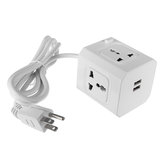 5V 2.1A Magic Powercube Wall Socket With 2 USB Ports 4 Outlets DC Power Plug Extension Cable Cord