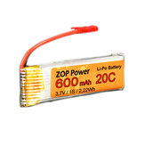 Bateria Lipo ZOP Power 3.7V 600mAh 20C com plugue JST