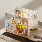 غرفة قابلة للقص الشمسية للدمى من CUTEROOM DIY مع غطاء وأثاث داخلي للألعاب