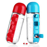 Bottiglia d'acqua IPRee® da 600 ml, organizer per capsule settimanale di 7 giorni, bicchiere a tenuta stagna