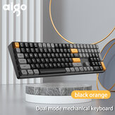 Teclado mecánico de juego Aigo A108 con 110 teclas intercambiables en caliente, conexión inalámbrica de 2.4 GHz, cable Tipo-C, interruptor amarillo, teclado recargable para gamers