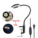 DANIU USB Magnifying Glass 3X Bench Vise Table Clamp Magnifier 42 SMD LED Lights Flexible Desk Lamp