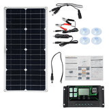 Kit de panneau solaire portable max 250W avec double chargeur USB CC, panneau solaire semi-flexible en cristal unique avec contrôleur solaire 60A/100A