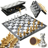 لعبة الشطرنج قطع فضية ذهبية قابلة للطي لوحة مغناطيسية قابلة للطي معاصرة