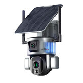 4K 8MP WiFi dual-lens säkerhetskamera solcellsdriven PTZ-kamera trådlös tvåvägsintercom PIR-rörelsedetektering Auto-följ nattvision IP66 20000mAh Hem säkerhet IP-kameror EU-kontakt