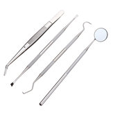 4 Pcs PVC Stainless Steel Oral Mirror Probe Dental Care Tools Tartar Remover