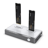 Estação de acoplamento Rocketek USB3.2 Gen2 Dual Bay M.2 NVME SSD Type-C para NVME SSD com suporte para clonagem offline.