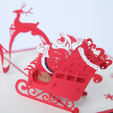 Karácsonyi Mikulás és a rénszarvas 3D Pop Up üdvözlőlap Karácsonyi ajándékok Party üdvözlőlap 