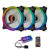 Coolmoon 3PCS 12cm 12 LED Monochromatic Lights RGB Cooling PC Fans Adjustable CPU Cooling Fan with the Remote Control