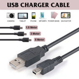 Cable de carga de energía USB Mini 5P de 1.5/3/5M para el controlador de juego de Sony PlayStation 3