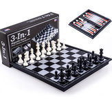 Schach Magnetic Backgammon Checkers Set Faltbares Brettspiel 3-in-1 Road International Chess Folding Chess Tragbares Brettspiel