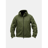 Men Tactical Military Style Zipper Winter Fleece Warm Hooded Outdoor Jacket