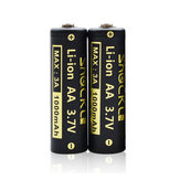 Batterie rechargeable Li-ion non protégée 14500 1000mAh Button Top Shockli 5A 3,7V - 2PCS + étui pour batterie