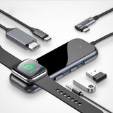 Baseus 6-in-1 Type-C USB-C-Hub-Adapter mit 2 * USB 3.0-Anschlüssen / Typ C PD-Ladeanschluss / 4K HD-Display / 3,5-mm-Audiobuchse / kabelloses Ladegerät für die Apple Watch-Serie