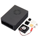 Μαύρο κουτί ABS περίβλημα με μίνι ανεμιστήρα ψύξης και ψύκτρα για Raspberry Pi 3B