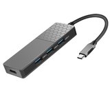 YC750 7 em 1 Hub USB Tipo-C Conversor HDMI-compatível 3 Portas USB 3.0 Leitor de Cartão SD/TF Adaptador de Carregamento PD para Computador e Laptop