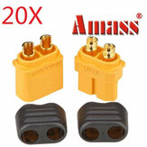 20 paires de connecteurs mâles et femelles Amass XT60+ avec boîtier de protection