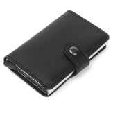 Portatarjetas de visita RFID portátil anti-desgasificación Tarjeta de identificación de cuero de billetera simple Caso ID Almacenamiento de tarjeta de crédito Caja