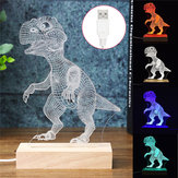 アクリル製USB 3D恐竜LEDデスクランプナイトライト子供用カートゥーンランタンギフト