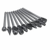 10Pcs Tungsten Carbide Double Cut Rotary File 1/8 Inch Shank Grinding Burr Set