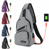 Modische Leinwandtasche Sport Brusttasche USB-Ladung Crossbody Schultertasche