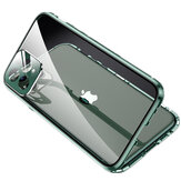 iPhone 11 Pro Max 6.5インチ用のBakeey 2 in 1磁気360ºフルカバー9Hレンズプロテクター+フロント+バック両面強化ガラスメタルフリップ型保護ケース