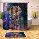 Zestaw łazienkowy z motywem słonia, przeciwpleśniowa zasłona prysznicowa, dywanik antypoślizgowy, pokrywa sedesu, dywanik łazienkowy, deklubacje łazienkowe