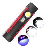 Work Light XPE+COB LED+395 Purle 4 Modes USB Rechargeable Outdoor Multifunctional Flashlight Emergency Light Camping Light with Magnet