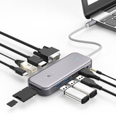 BlitzWolf® BW-TH8 11 en 1 Hub de données USB-C avec 100W Type-C PD Power Delivery 2 USB3.0 & 2 USB2.0 4K @ 30HZ & 1080P @ 60HZ Résolution Fente pour carte SD et TF Internet stable et sortie de synchronisation audio