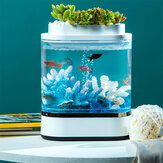 Geometria Mini Lazy Fish Tank USB de carregamento autolimpante aquário com 7 cores LED luz
