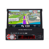 7158G 7 inch 1 DIN auto MP5 speler intrekbaar touchscreen GPS navigatie bluetooth FM AM radio USB TF-kaart met Real camera