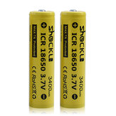 Batería recargable protegida ShockLi 18650 3400mAh con botón superior para linterna y cigarrillos electrónicos - 2 unidades + caja de batería